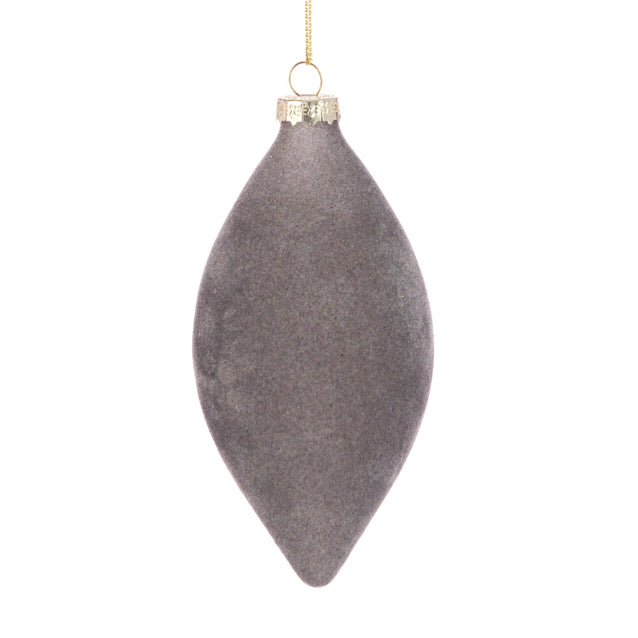 GLASS GREY VELVET FINIAL BAUBLE