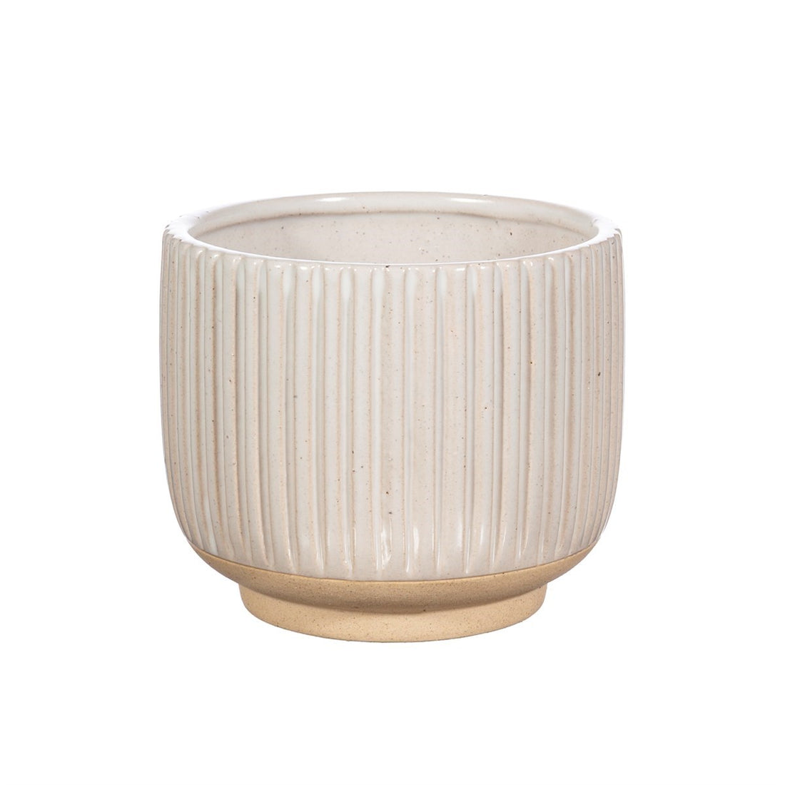 GROOVED STONEWARE PLANTER | OFF WHITE