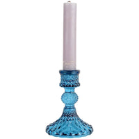 GLASS CANDLE HOLDER HARLEQUIN | BLUE