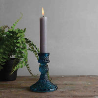 GLASS CANDLE HOLDER HARLEQUIN | BLUE