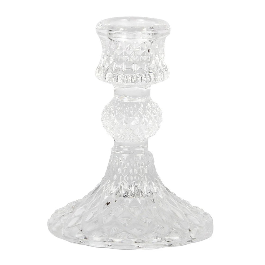 GLASS CANDLE HOLDER HARLEQUIN | CLEAR