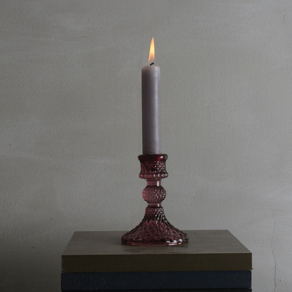 GLASS CANDLE HOLDER HARLEQUIN | AMETHYST