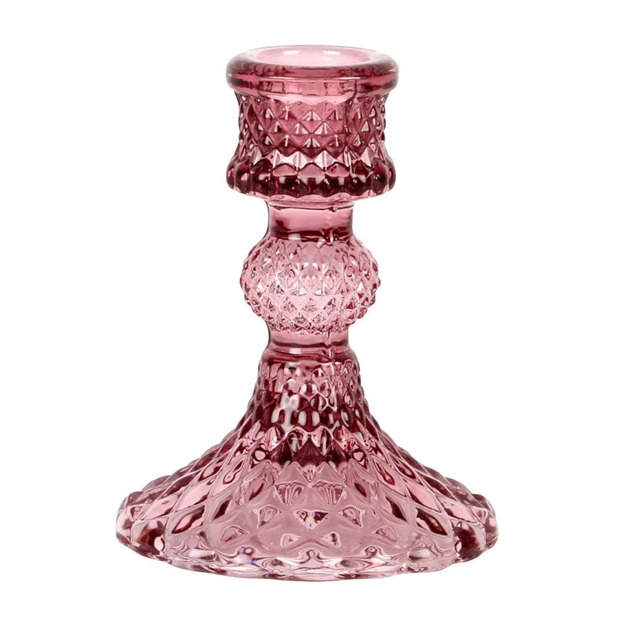 GLASS CANDLE HOLDER HARLEQUIN | AMETHYST