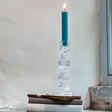 GLASS CANDLE HOLDER BELLA | CLEAR