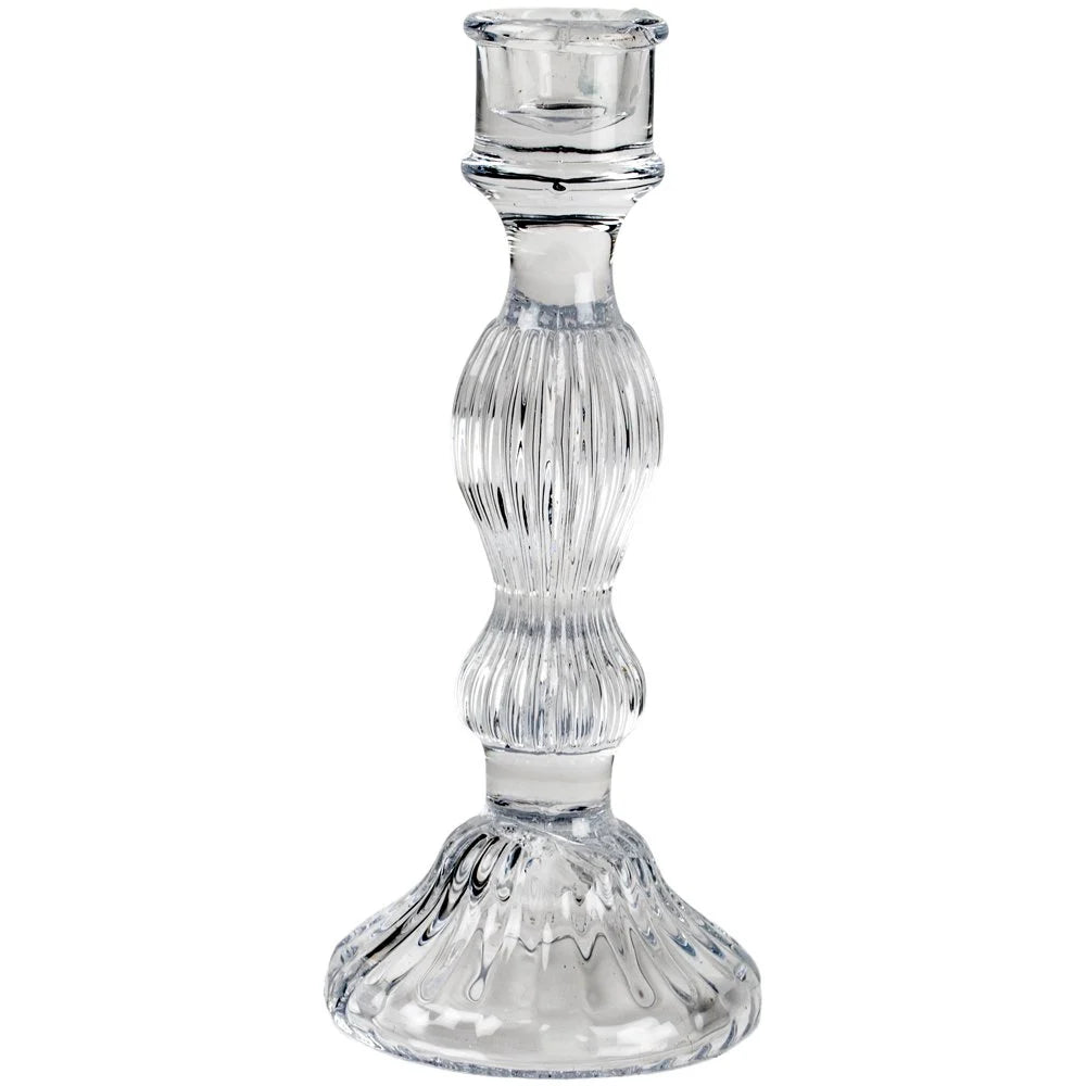 GLASS CANDLE HOLDER BELLA | CLEAR