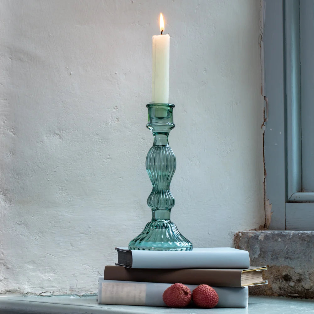 GLASS CANDLE HOLDER BELLA | GREEN