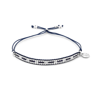 STARSHINE NAVY SILVER BEADED FRIENDSHIP BRACELET