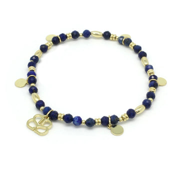 WISDOM BLUE CHARM STRETCH GOLD BRACELET