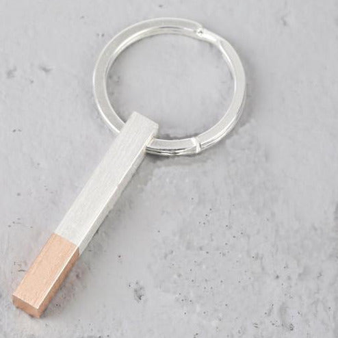 ROSE GOLD DIPPED SILVER BAR KEYRING