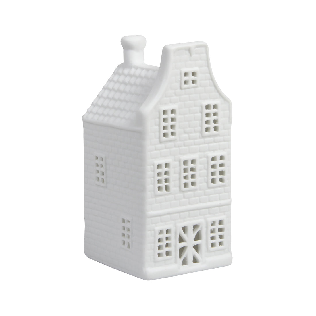 WHITE AMSTERDAM CANAL HOUSE TEALIGHT HOLDER | CLOCK GABLE