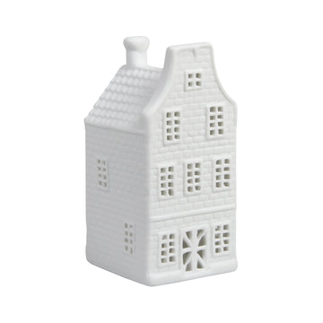 WHITE AMSTERDAM CANAL HOUSE TEALIGHT HOLDER | CLOCK GABLE