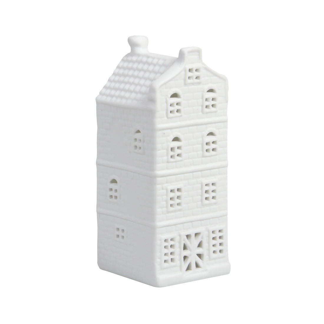 WHITE AMSTERDAM CANAL HOUSE TEALIGHT HOLDER | SPOUT GABLE