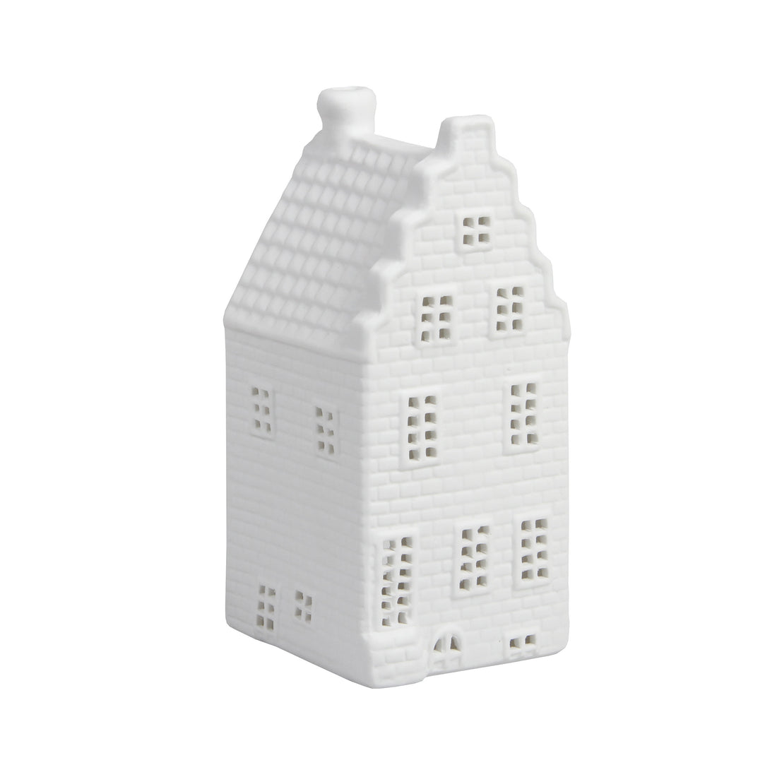 WHITE AMSTERDAM CANAL HOUSE TEALIGHT HOLDER | STAIRS GABLE