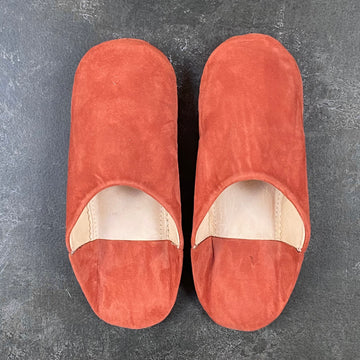 MOROCCAN BABOUCHE SUEDE SLIPPERS | RUST