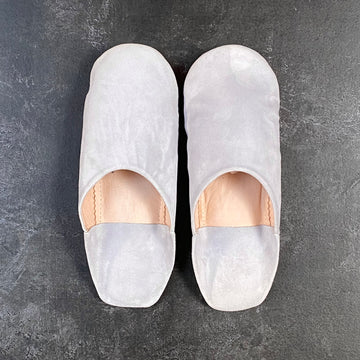 MOROCCAN BABOUCHE SUEDE SLIPPERS | PALE BLUE
