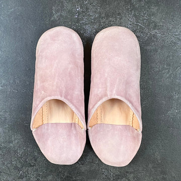 MOROCCAN BABOUCHE SUEDE SLIPPERS | DUSTY PINK