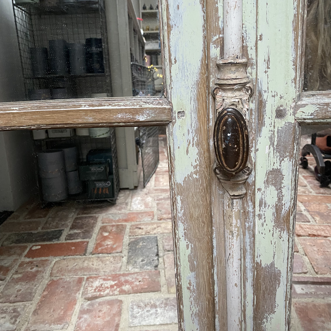 MEDIUM ANTIQUE FRENCH WINDOW DOOR MIRROR | PAIR