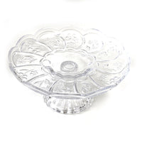 PRESSED GLASS CAKESTAND WITH FLORAL PATTERN