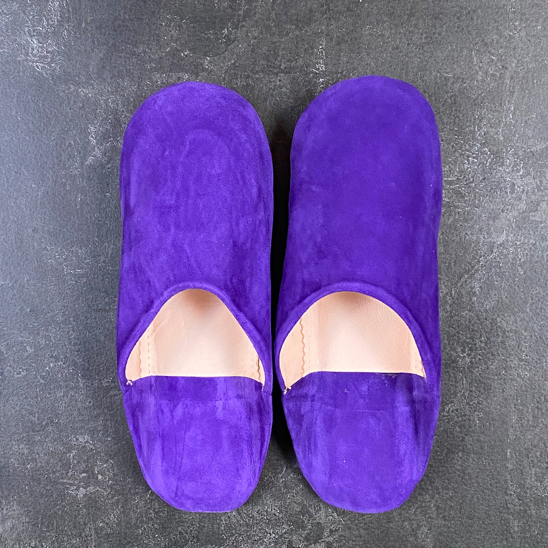MOROCCAN BABOUCHE SUEDE SLIPPERS | PURPLE