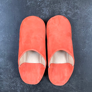 MOROCCAN BABOUCHE SUEDE SLIPPERS | CORAL