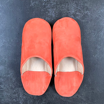 MOROCCAN BABOUCHE SUEDE SLIPPERS | CORAL