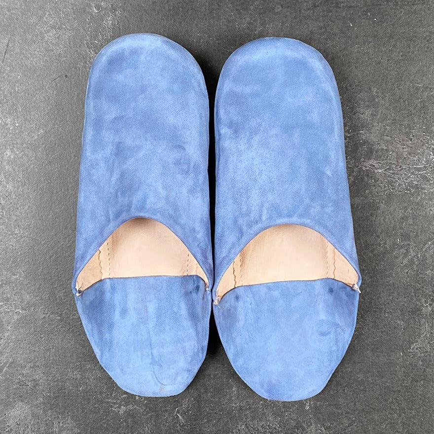 MOROCCAN BABOUCHE SUEDE SLIPPERS | SKY BLUE