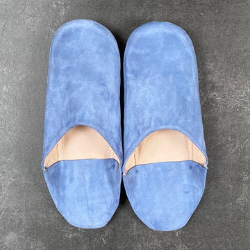 MOROCCAN BABOUCHE SUEDE SLIPPERS | SKY BLUE