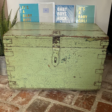 PALE GREEN SMALL PAINTED CHEST