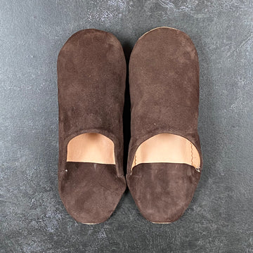 MOROCCAN BABOUCHE SUEDE SLIPPERS | CHOCOLATE