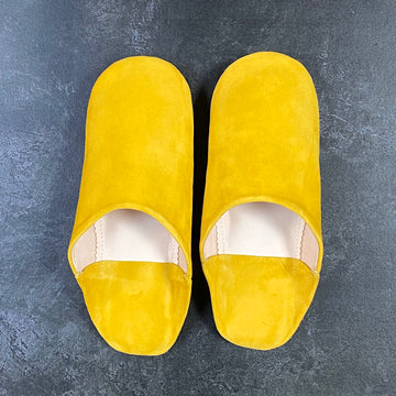 MOROCCAN BABOUCHE SUEDE SLIPPERS | SAFFRON