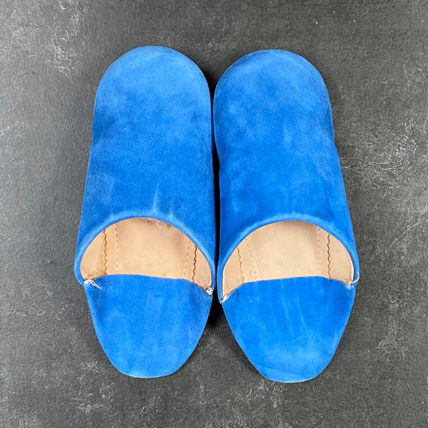 MOROCCAN BABOUCHE SUEDE SLIPPERS | ROYAL BLUE