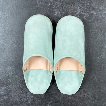 MOROCCAN BABOUCHE SUEDE SLIPPERS | AQUA
