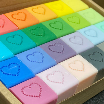 A BOX OF 24 SOAP HEARTS