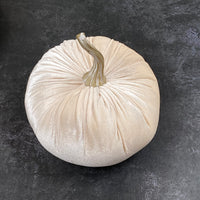 MEDIUM DECORATIVE VELVET PUMPKIN | IVORY