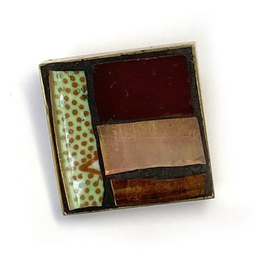 ANNE CARDWELL SMALL MOSAIC BROOCH ON BRASS BACK