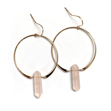 HOOP EARRINGS | ROSE QUARTZ