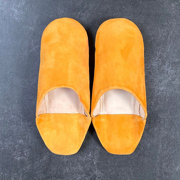MOROCCAN BABOUCHE SUEDE SLIPPERS | MARIGOLD