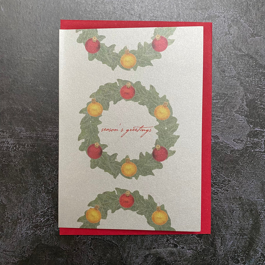 METALLIC CHRISTMAS CARD PACK 5 | BAUBLE WREATH