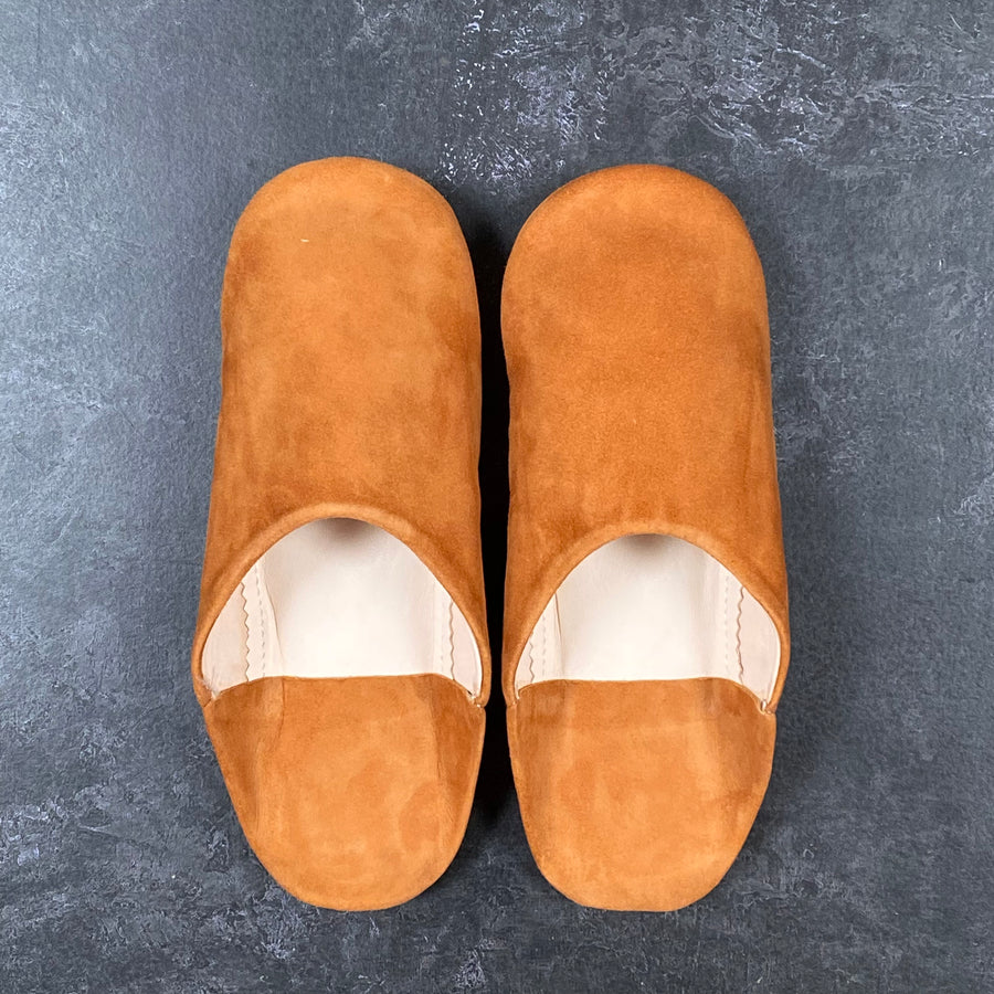 MOROCCAN BABOUCHE SUEDE SLIPPERS | CARAMEL
