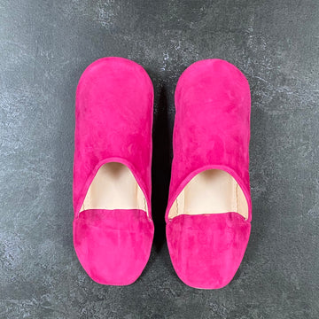 MOROCCAN BABOUCHE SUEDE SLIPPERS | FUSCHIA PINK