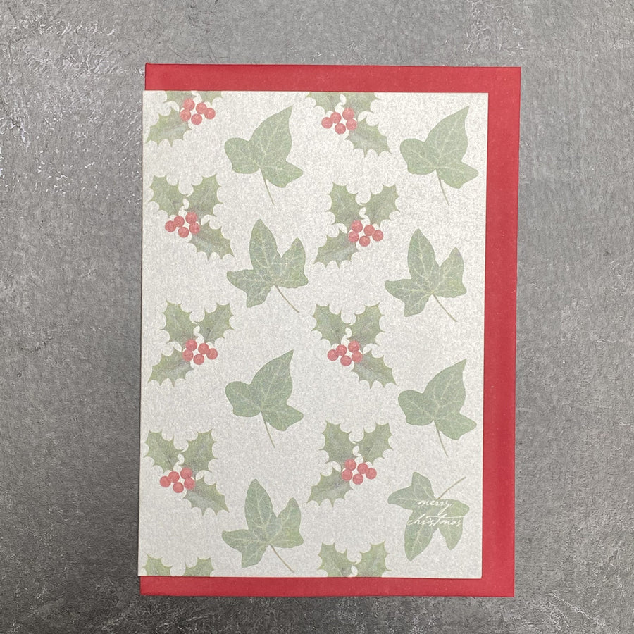 METALLIC CHRISTMAS CARD PACK 5 | HOLLY & IVY