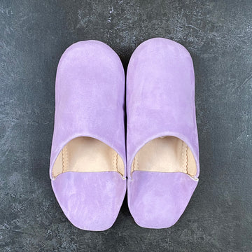 MOROCCAN BABOUCHE SUEDE SLIPPERS | LILAC