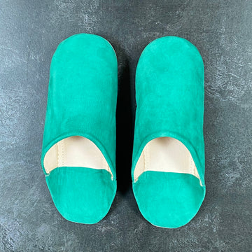 MOROCCAN BABOUCHE SUEDE SLIPPERS | JADE