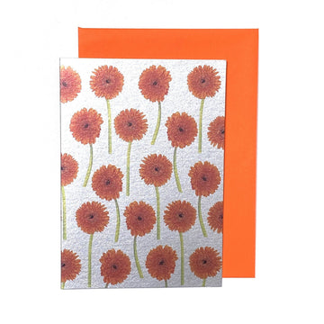 CARD | METALLIC ORANGE GERBERA