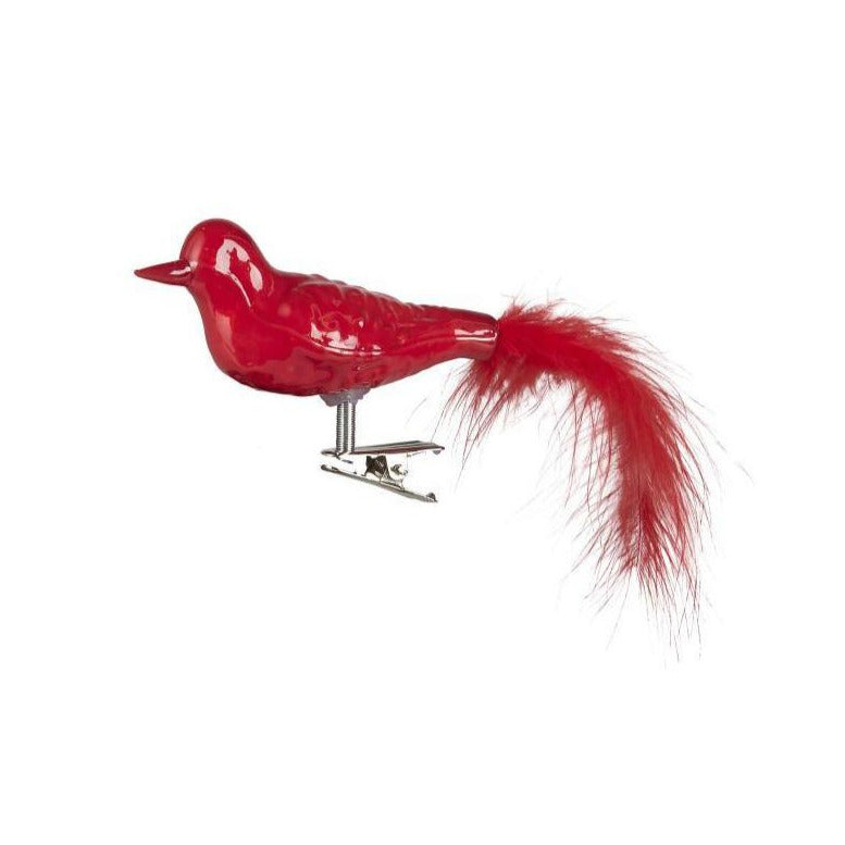 BIRD DECORATION WITH FEATHER ON CLIP | 3 COLOURS