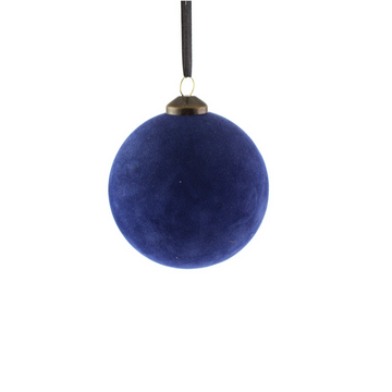 FLOCKED HANGING BALL 8cm | BLUE
