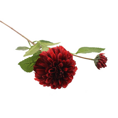 FAUX BALL DAHLIA WITH BUD | RED