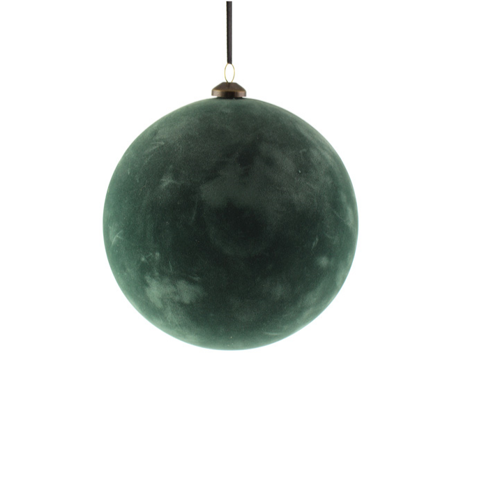 FLOCKED HANGING BALL 15cm | GREEN