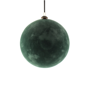 FLOCKED HANGING BALL 15cm | GREEN