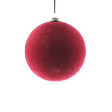 FLOCKED HANGING BALL 15cm | BURGUNDY